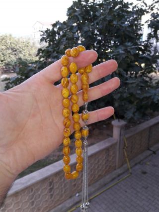 Yellow German Faturan islamic Prayer Beads Bakelite Ottman Tesbih Rosary Masbaha 2