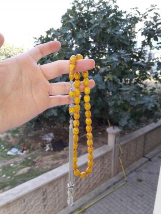 Yellow German Faturan islamic Prayer Beads Bakelite Ottman Tesbih Rosary Masbaha 3