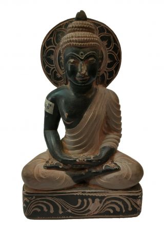 Enhance Decor Solid Stone Antique Vintage Sitting Buddha Statue Figurine Tsh200