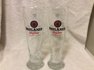 Paulaner Munchen Weifsbier 0.  5l Pilsner Beer Glass Set 2 Bar Swirl Glasses R2