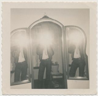 Faceless Teen Camera Boy In Mirror Reflection Self - Portrait Photo Abstract Light
