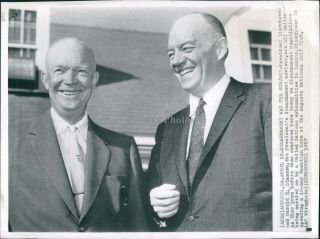 1957 Wire Photo Politics President Eisenhower Harold Stassen Augusta Ga Golf 7x9