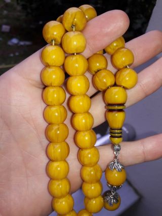 German Yellow Faturan Prayer Beads Bakelite Ottman Raretesbih Rosary Islamic