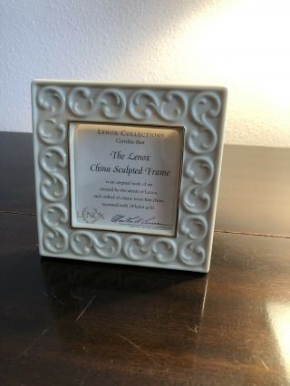 Lenox China Sculpted Square Frame With 24k Gold Accent Trim