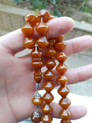 German Brown Faturan Prayer Beads Bakelite Amber Raretesbih Rosary Islamic