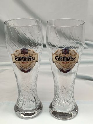 2 Edelweiss Weibber Hofbrau Kaltenhausen Weighted Pilsner Beer Glass 16 Oz Pint