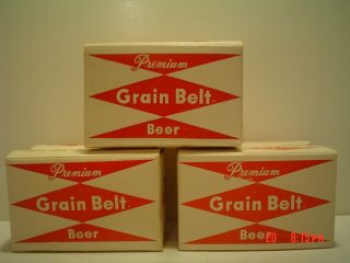 3 Vintage Grain Belt Premium Beer Mini Beer Cases Filled W/ Grain Belt Matches