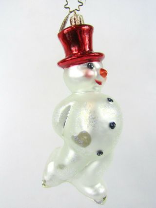 2002 Christopher Radko Dashing Blade Snowman Glass Christmas Ornament