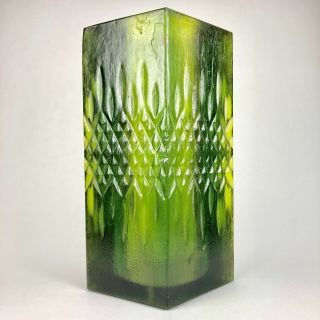 Mid Century Modern Sascha Brastoff Green Resin 10 " Diamond Candle Holder / Vase