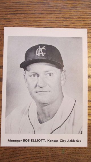 1960 Jay Publishing Kansas City Athletics Baseball Bob Elliott Photo Card Nrmint