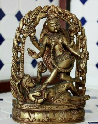 Bronze Hindu Statue Of Dancing Lord Shiva Nataraja Head In Hand