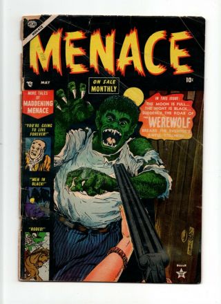 Menace 3 Vintage Marvel Atlas Comic Pre - Hero Horror Golden Age 10c