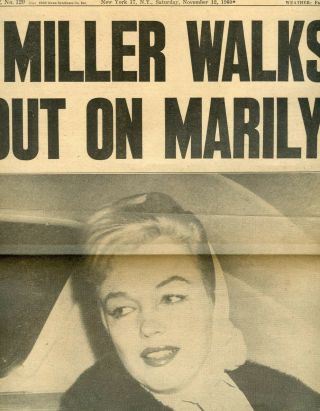 Front Page&article Of The N.  Y.  Daily News Nov.  12,  1960 On Marilyn Monroe Divorce.