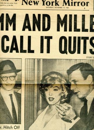 Front Page & Article Of The York Mirror Nov.  12,  1960 Marilyn Monroe Divorce.