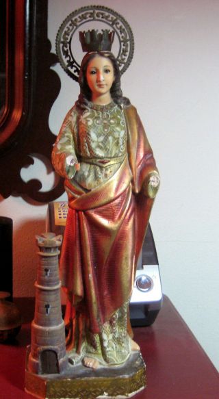 Dimosa Statue Of Santa Barbara St Estatua Chango Shango Saint Santo Figurine 15 "