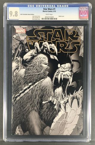 Star Wars 1 Ccc 9.  8 (2015,  Marvel) Sketch Aod Collectibles Variant - Dale Keown