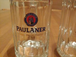 Paulaner Munchen Beer Mug Set of 2 Dimpled Glass Mugs Steins.  4 Liter 2
