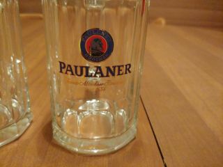 Paulaner Munchen Beer Mug Set of 2 Dimpled Glass Mugs Steins.  4 Liter 3