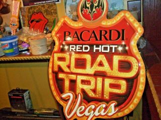 Bacardi Las Vegas Road Trip Rum Sign & Miller Lite Coors Light Bud Coasters