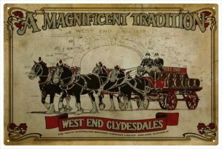 West End Clydesdales Vintage Tin Sign Large