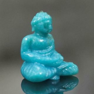Miniature Sculpture Of The Buddha Arizona Turquoise Gemstone Carving 0.  80 G