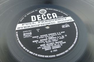 Bassoon & Trumpet Concertos Ansermet L ' OSR Decca WB Stereo ED1 SXL 6375 UK LP 2