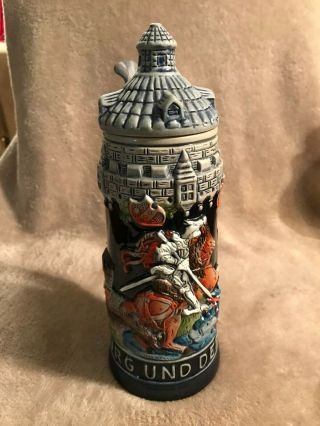 Knight Of St.  Georg Hand - Painted German Beer Stein By King