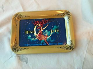 Vintage Old Stock Miller Beer High Life Girl On The Moon Beer Tip Tray