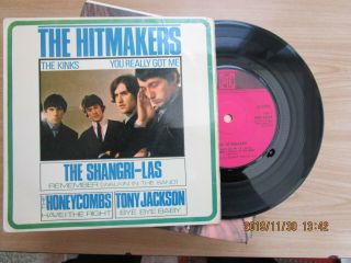 The Kinks,  The Shangri - Las,  The Honeycombs,  Tony Jackson=hitmakers E.  P.  P/c Ex,