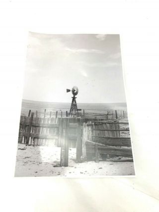 Vintage Black And White Windmill Picture 5 X 7