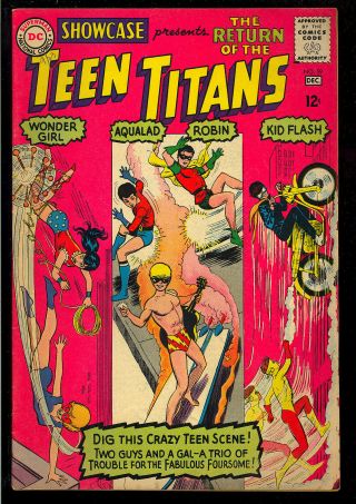Showcase 59 (3rd App.  Teen Titans) Unrestored Silver Age Dc Comic 1965 Fn