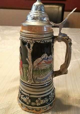 Beer Stein With Swiss Musical Movement With Drm Silver Lid