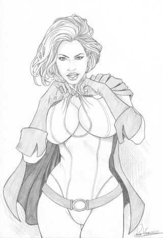 Sexy Power Girl Art 11x17 Commission Sketch Ed Benes X - Men