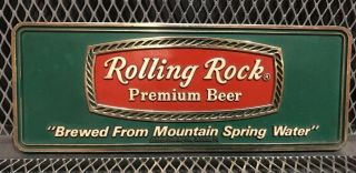 Vintage 80s Rolling Rock Premium Beer Latrobe Pa 10 1/2 X 4 Advertising Sign