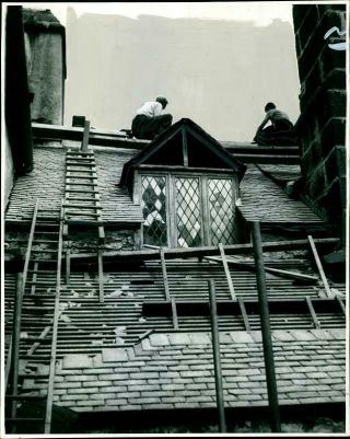 Photograph Of Men On The Roof Over The Old Kitchen