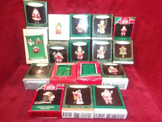 17 Hallmark Miniature Keepsake Christmas Ornaments,  Santa Clause Theme