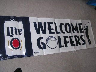 - Miller Lite Light Welcome Golfers Golf Beer Banner Sign
