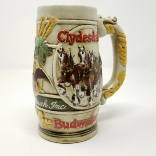 Vintage 1981 Budweiser Clydesdale Horses Beer Stein Mug Ceramarte