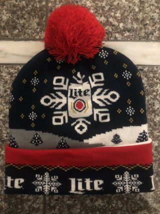 2019 Miller Lite Ugly Christmas Sweater Holiday Beanie Knit Hat