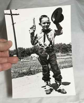 Photograph Of Little Boy In Hopalong Cassidy Outfit/costume - Black & White