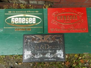 3 Bar/pub Beer Signs,  Genesee Beer,  Cream Ale,  Fyfe & Drum