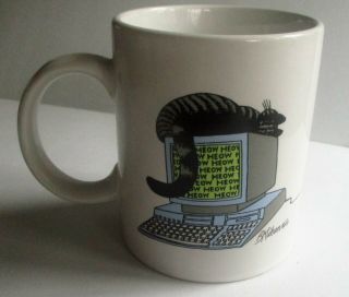 Vintage 1989 B.  Kliban " Cat On A Computer " Ceramic Coffee Mug.  4696
