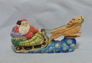 Midwest Of Cannon Falls Santa In Sleigh With Reindeer 10 " Figurine