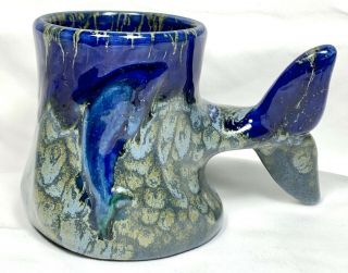 Dolphin Tail Doug Wyle Ronnie’s Ceramic Coffee Mug Cup Art Figure Marine Sea Vtg