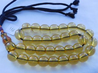 German Transparent Yellow 33 Beads Sandeloos / Bakelite Tasbih,  11 " Long