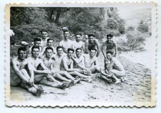 Bare Nude Men Group Nude Soldiers Gay Interest Photo 1940s