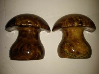 Vtg Abf Hand Carved Alabaster Marble Mushroom - Made In Italy - Bookend