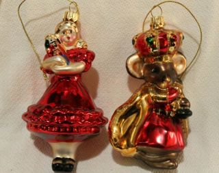 Summit Hand Blown Glass Christmas Ornaments Nutcracker Clara And Mouse King
