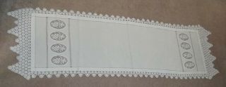 Altar Cloth Credence Table Cover Linen Lace Handmade Vintage 