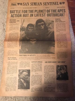 Vintage San Simian Sentinel Vol 1 1973 Battle For Planet Of The Apes Movie Props